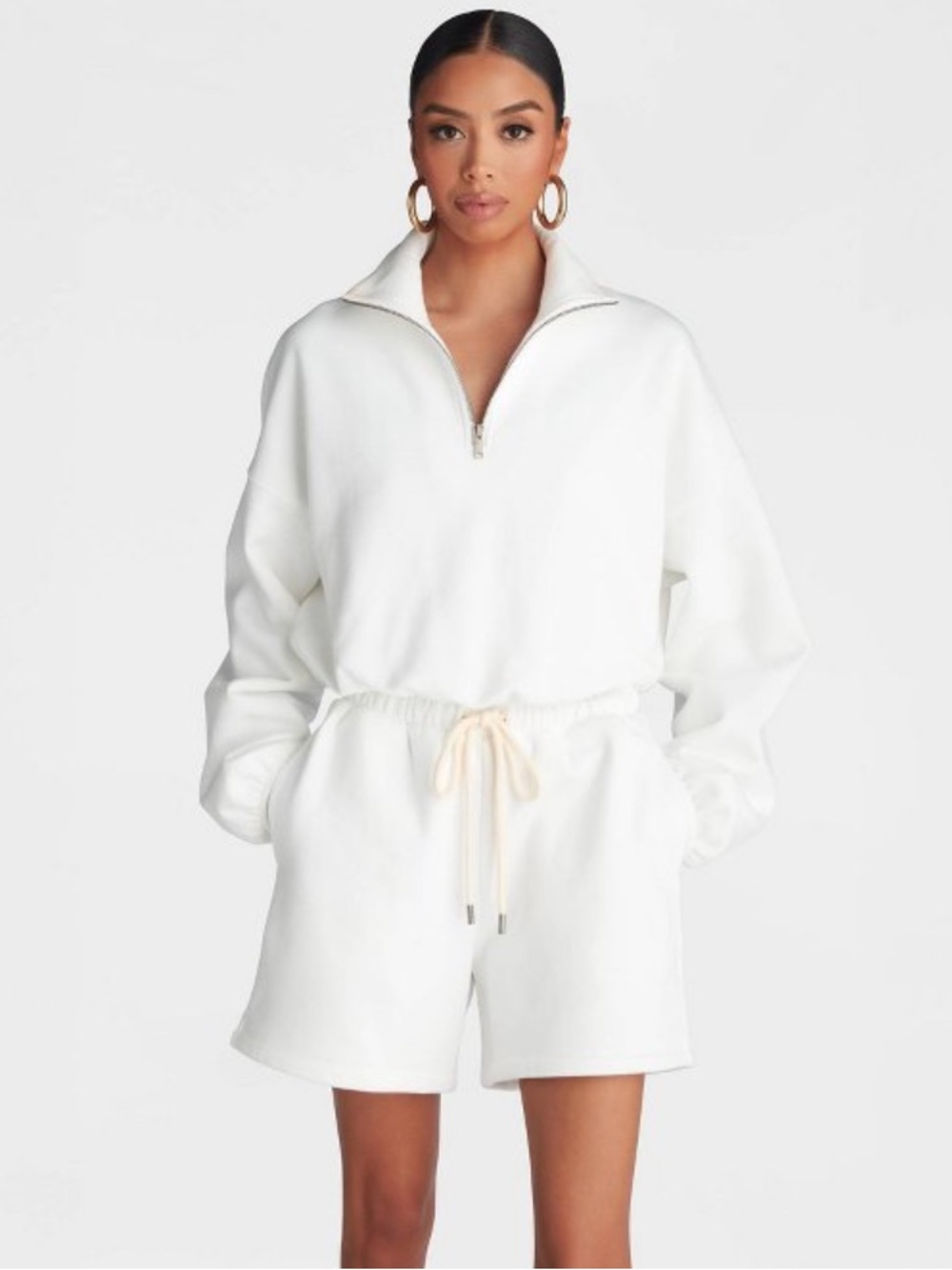 KBB by KAHLANA Women’s Pullover ‘The Quarter Zip Sweatshirt’ WHITE